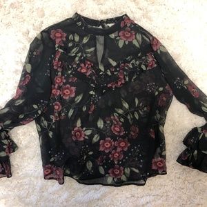 Arizona Jean Co. Long Sleeve Sheer Floral Blouse